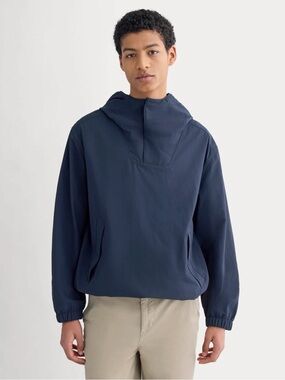 Everlane Navy Hooded Snap Rain Jacket